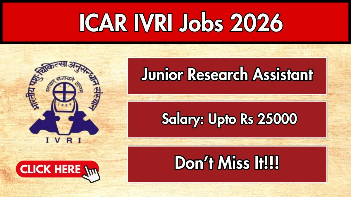 ICAR IVRI Junior Research Assistant Recruitment 2026