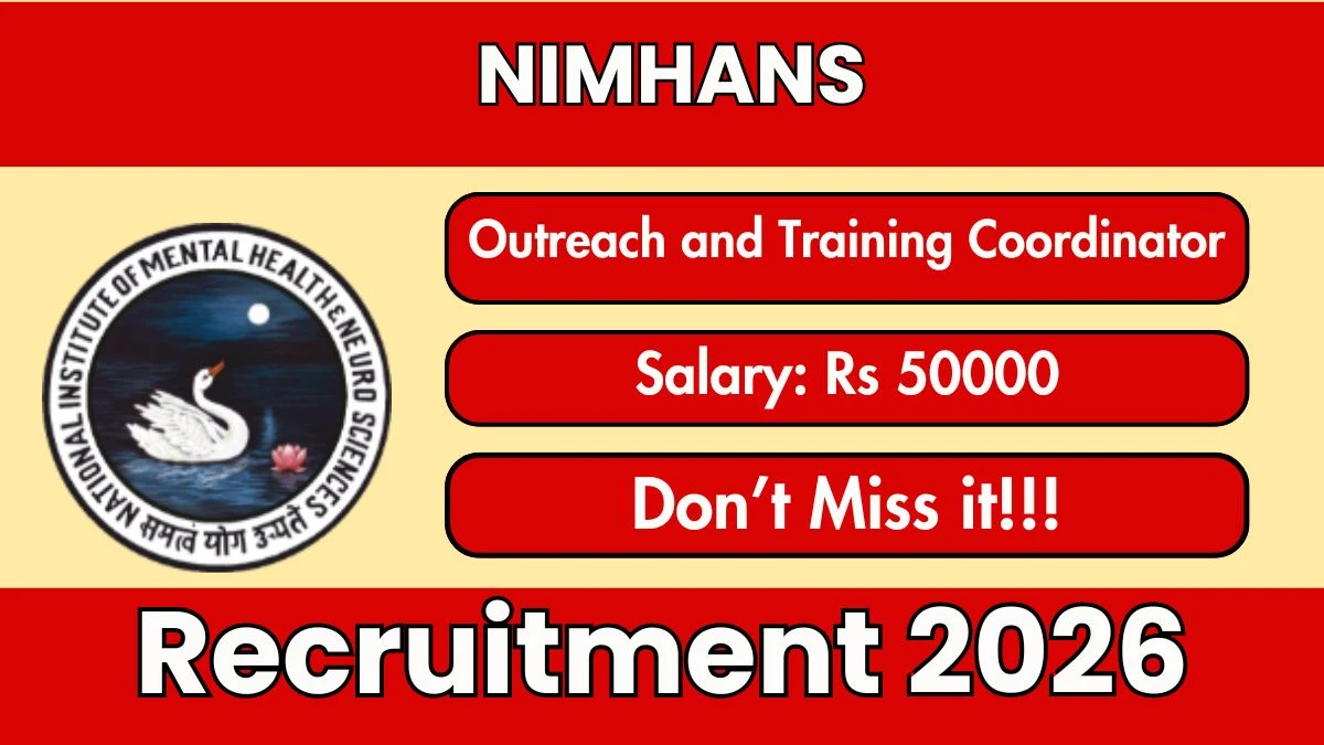 NIMHANS Outreach and Training Coordinator Recruitment 2026