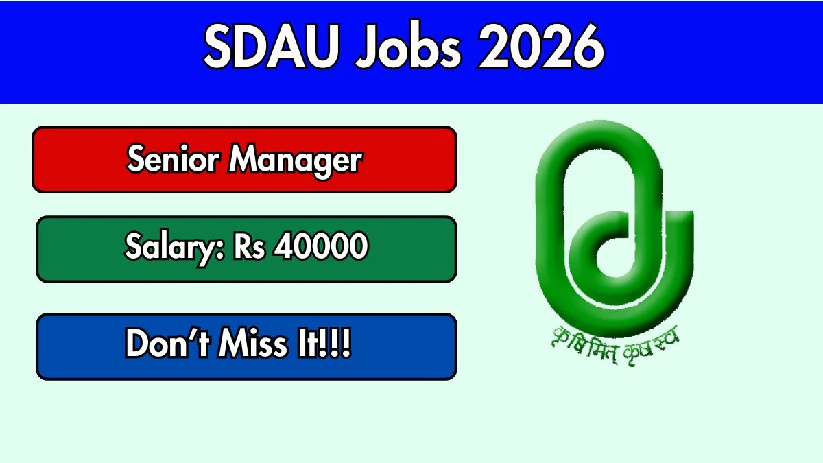 SDAU Senior Manager Recruitment 2026