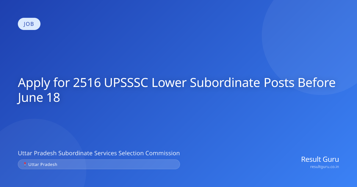 UPSSSC Combined Lower Subordinate Recruitment 2026