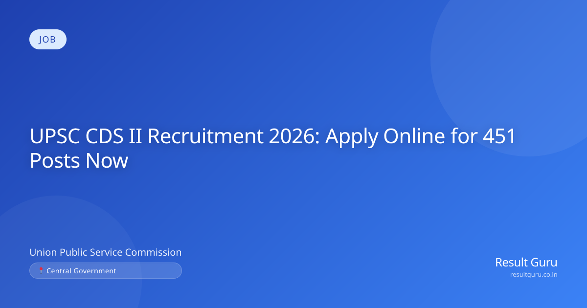 UPSC CDS II Recruitment 2026: Apply Online for 451 Posts