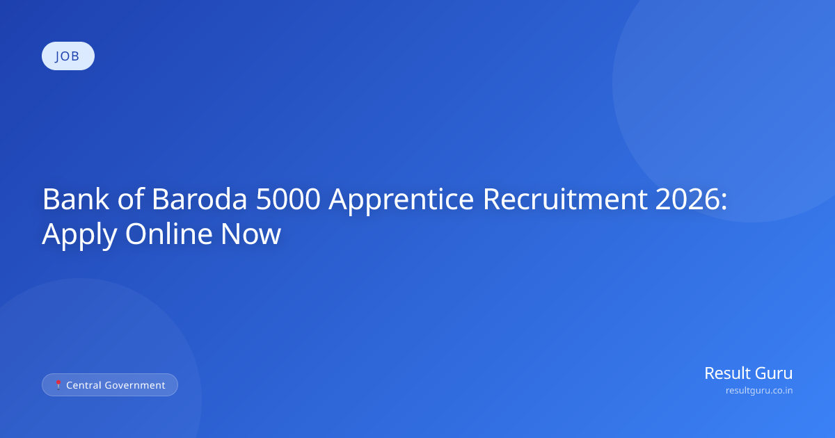 Bank of Baroda BOB Apprentices Recruitment 2026: 5000 Posts