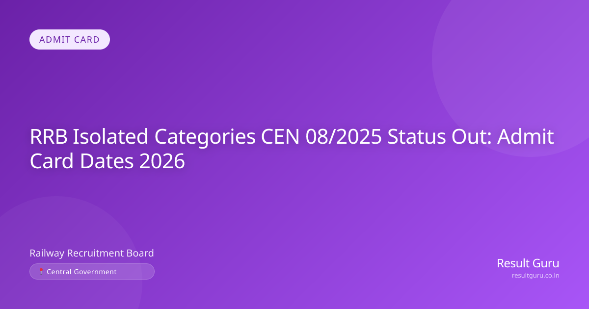 RRB Isolated Categories CEN 08/2025 Application Status 2026