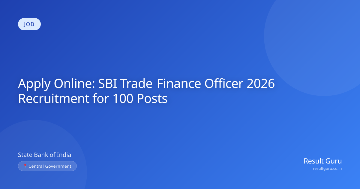 SBI Trade Finance Officer TFO Recruitment 2026 Apply Online