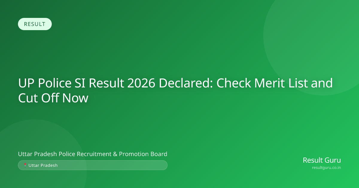 UP Police SI Advt 03/2025 Result 2026 Link Out