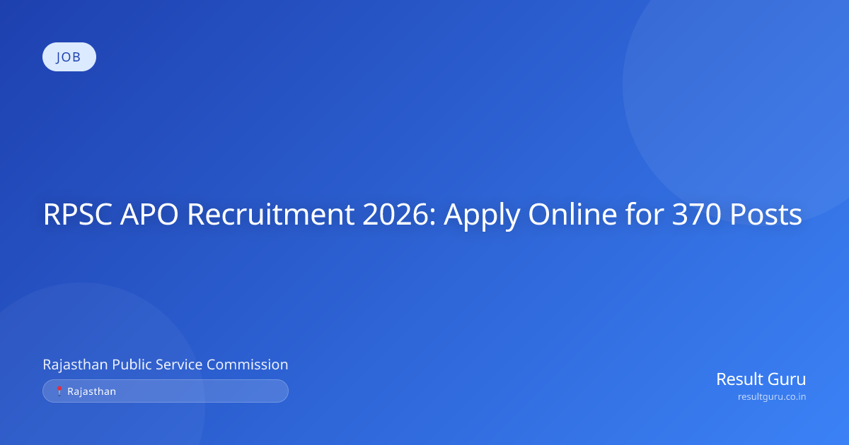 RPSC Assistant Prosecution Officer APO Recruitment 2026