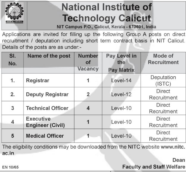 NIT Calicut Non Teaching Recruitment 2026 – Apply Online for 09 Group A Posts