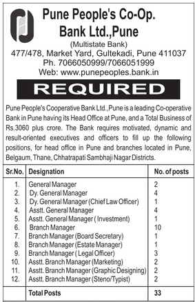 Pune Peoples Bank Recruitment 2026 – Apply Online for 33 Manager Posts