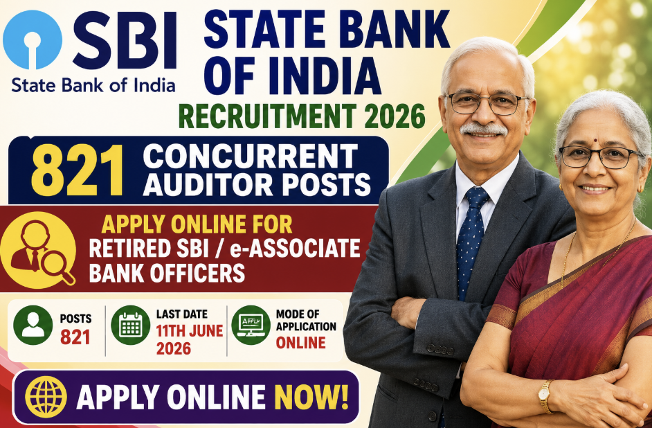 State Bank of India Concurrent Auditor Recruitment 2026 Apply Online for 821 Posts