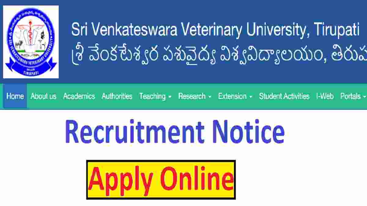SVVU Recruitment 2026 » Apply Online and Notifications PDF
