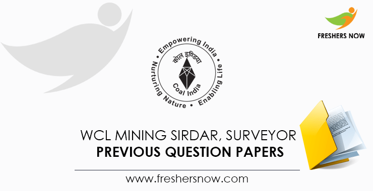 WCL Mining Sirdar, Surveyor Previous Question Papers PDF Download