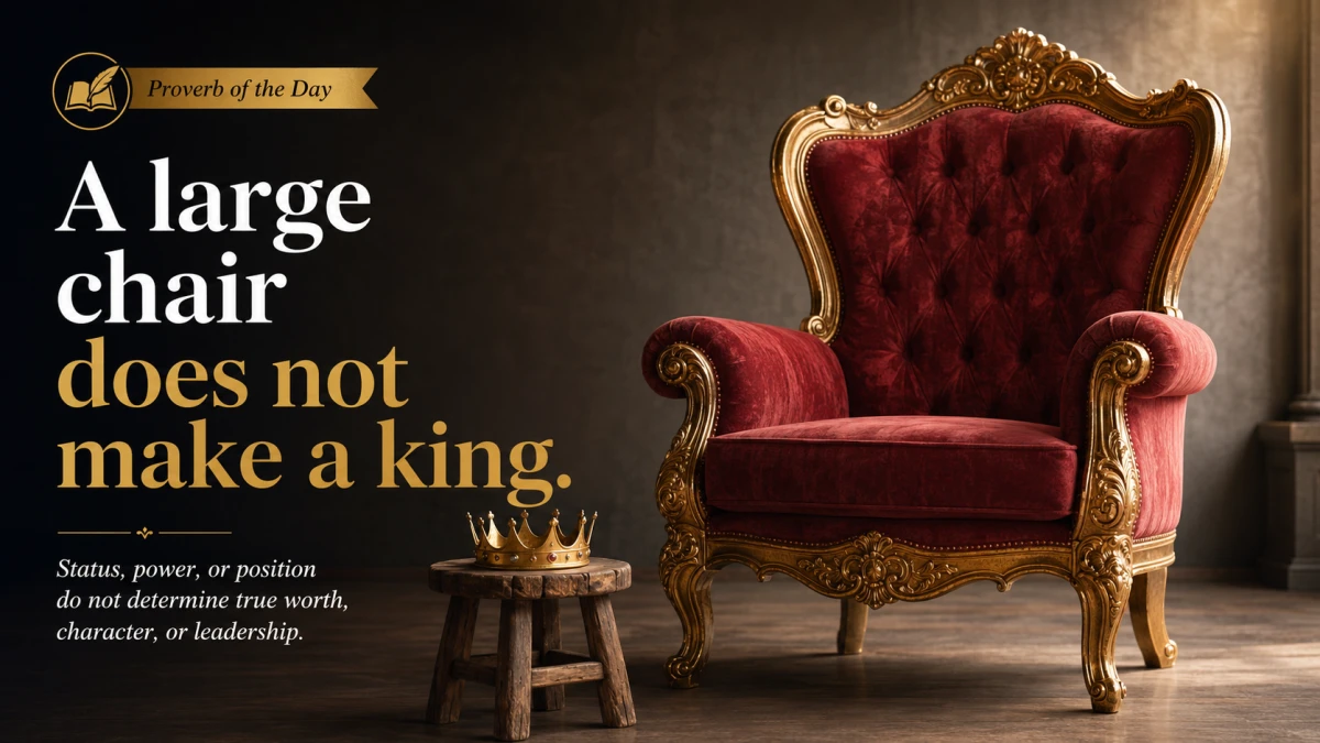 A Large Chair Does Not Make a King: Meaning, Explanation, and Life Lesson