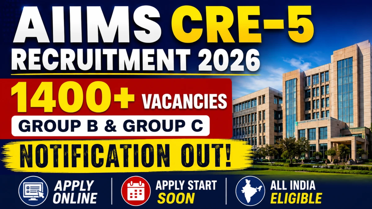 AIIMS CRE-5 Recruitment 2026 – Apply Online for 1484 Group B & Group C Posts