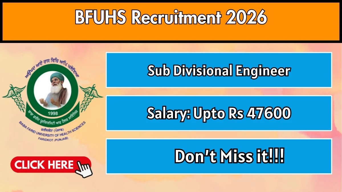 BFUHS Sub Divisional Engineer Recruitment 2026