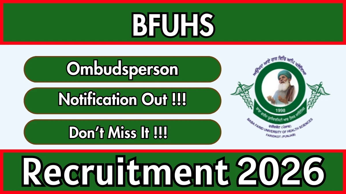BFUHS Ombudsperson Recruitment 2026 – Apply Online