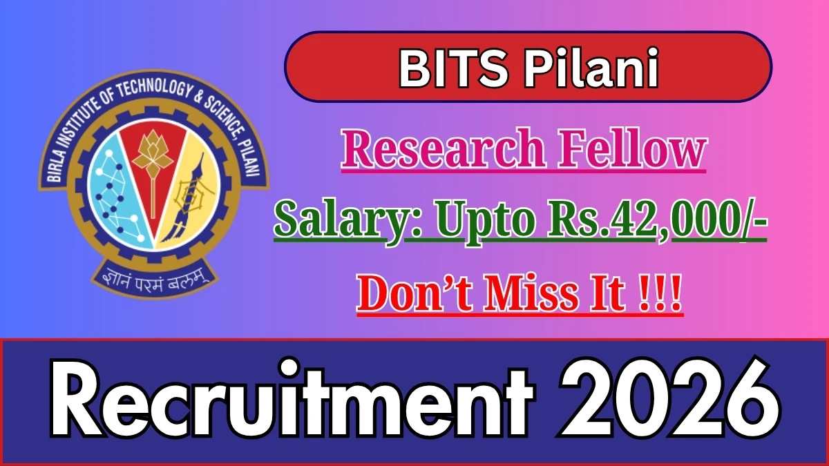 BITS Pilani Research Fellow Recruitment 2026