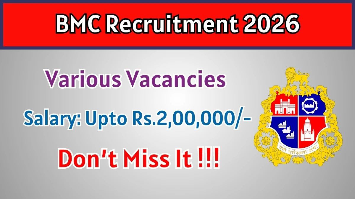 BMC Recruitment 2026 – Apply Offline for Intensivist, Medical Officer and More Posts