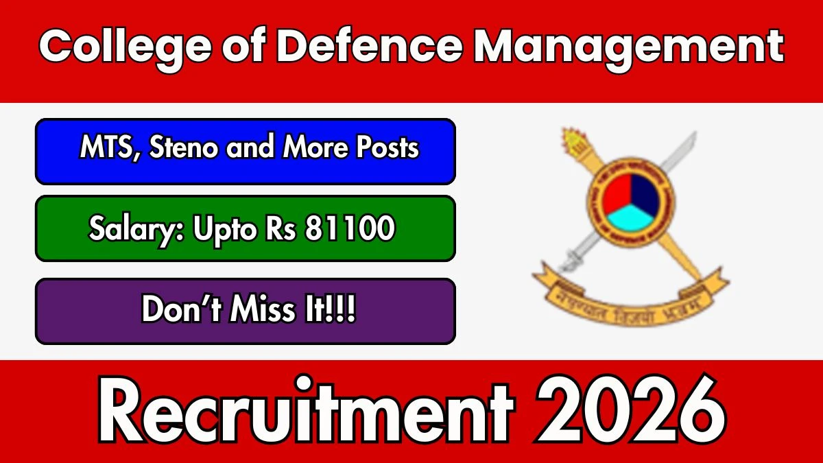 College of Defence Management Recruitment 2026