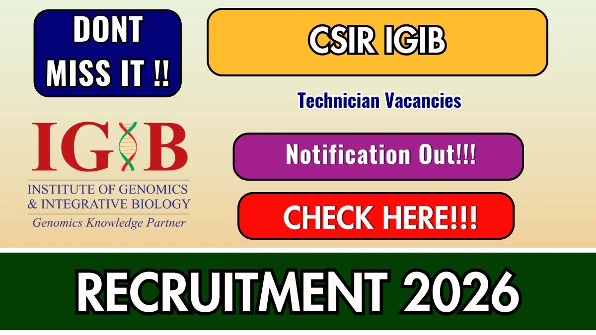 CSIR IGIB Technician Recruitment 2026