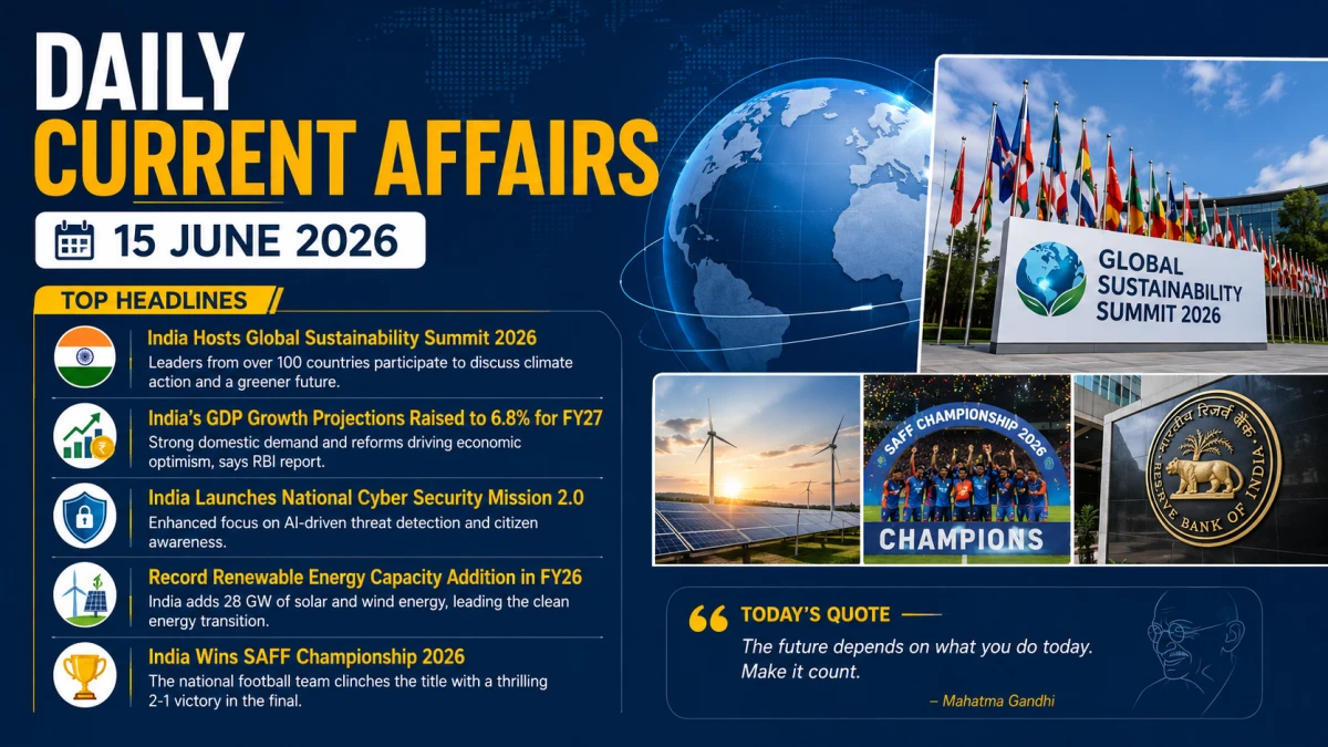 Daily Current Affairs – 15 June 2026