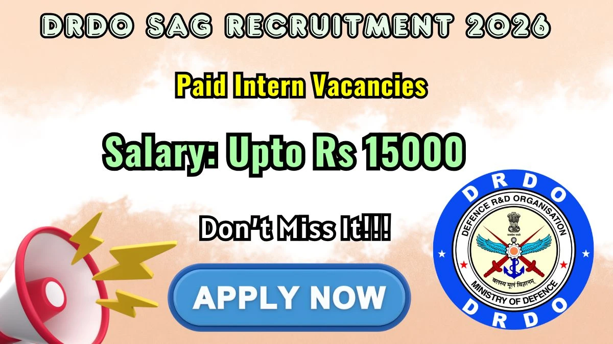 DRDO SAG Paid Intern Recruitment 2026