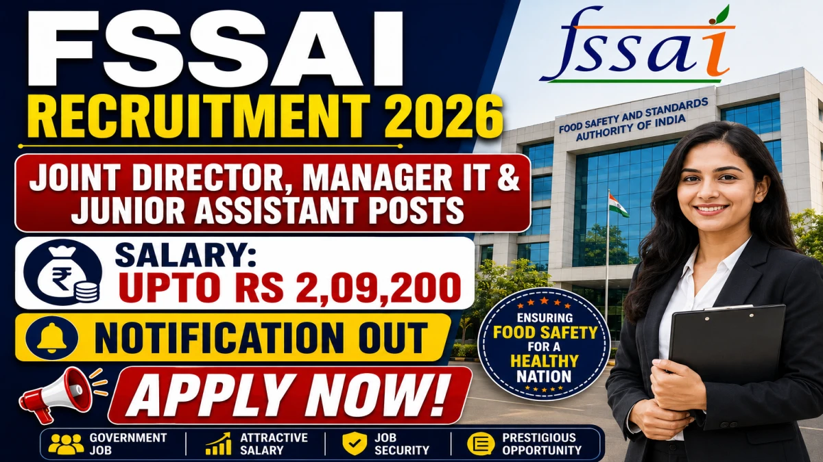 FSSAI Recruitment 2026 – Apply Online for 15 Joint Director, Manager IT & Junior Assistant Posts