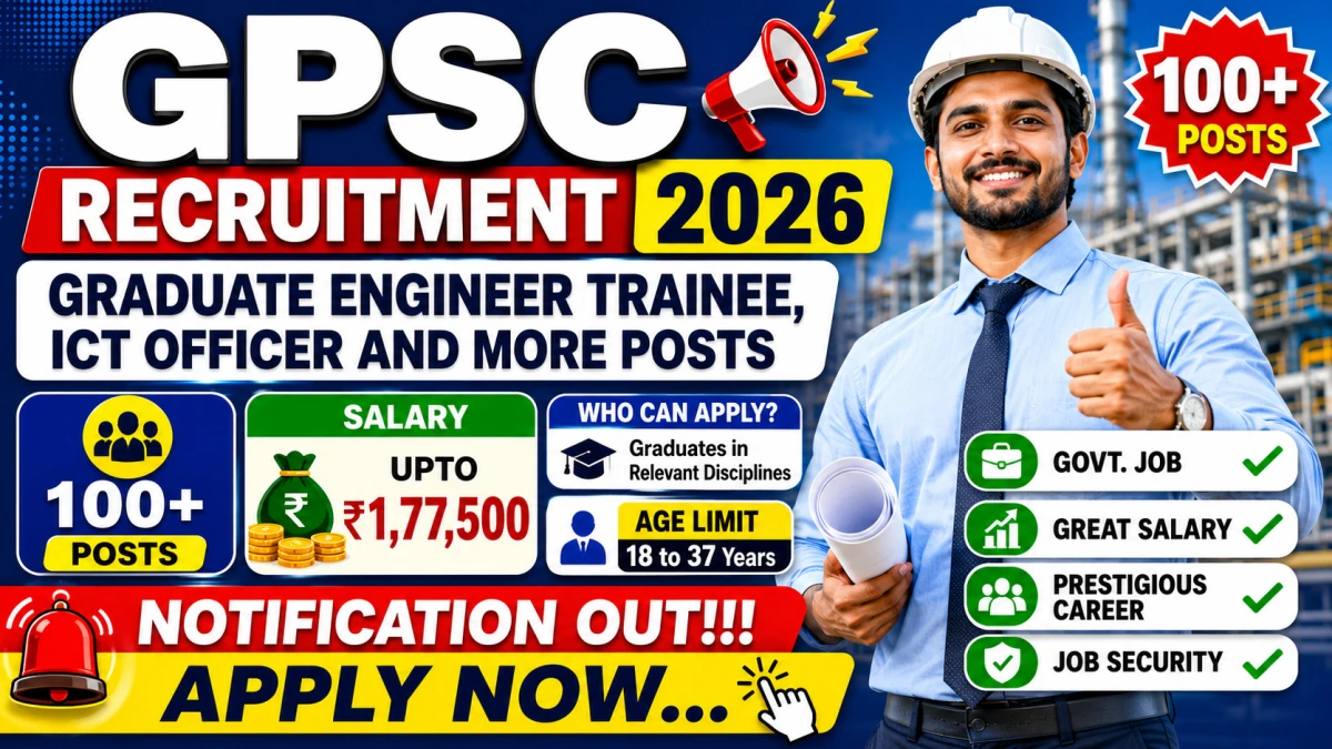 GPSC Recruitment 2026 – Apply Online for 107 Graduate Engineer Trainee, ICT Officer and More Posts