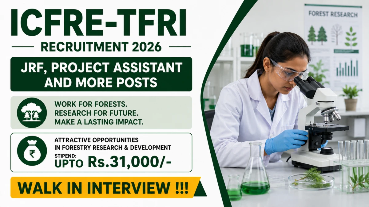 ICFRE-TFRI Recruitment 2026 – Walkin for JRF, Project Assistant and More Posts