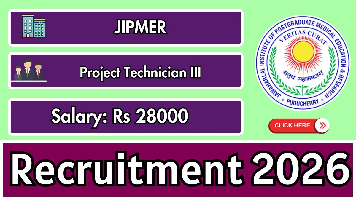JIPMER Project Technician Recruitment 2026