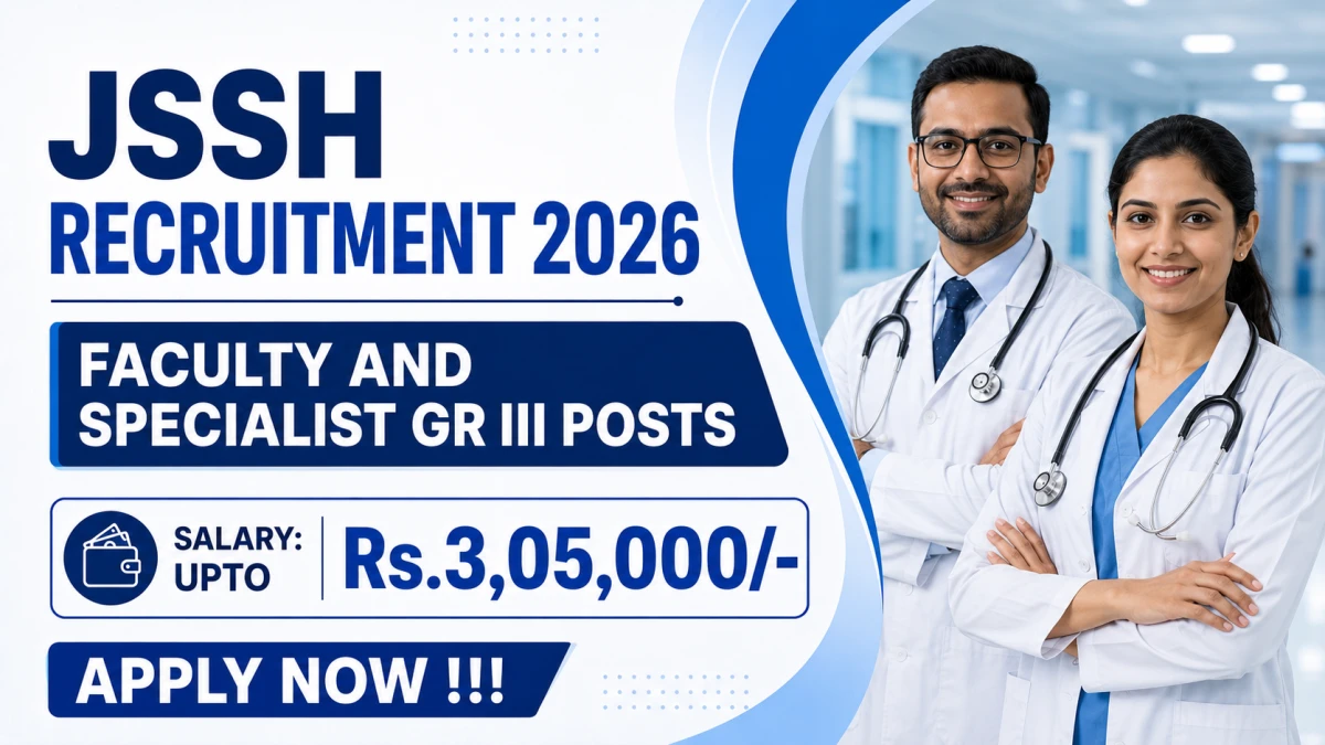 JSSH Recruitment 2026 – Apply Offline for 25 Faculty and Specialist Gr III Posts