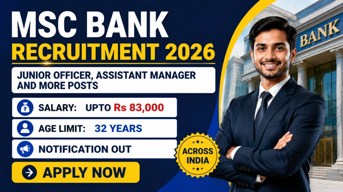 MSC Bank Recruitment 2026 – Apply Offline for 26 Junior Officer, Assistant Manager and More Posts