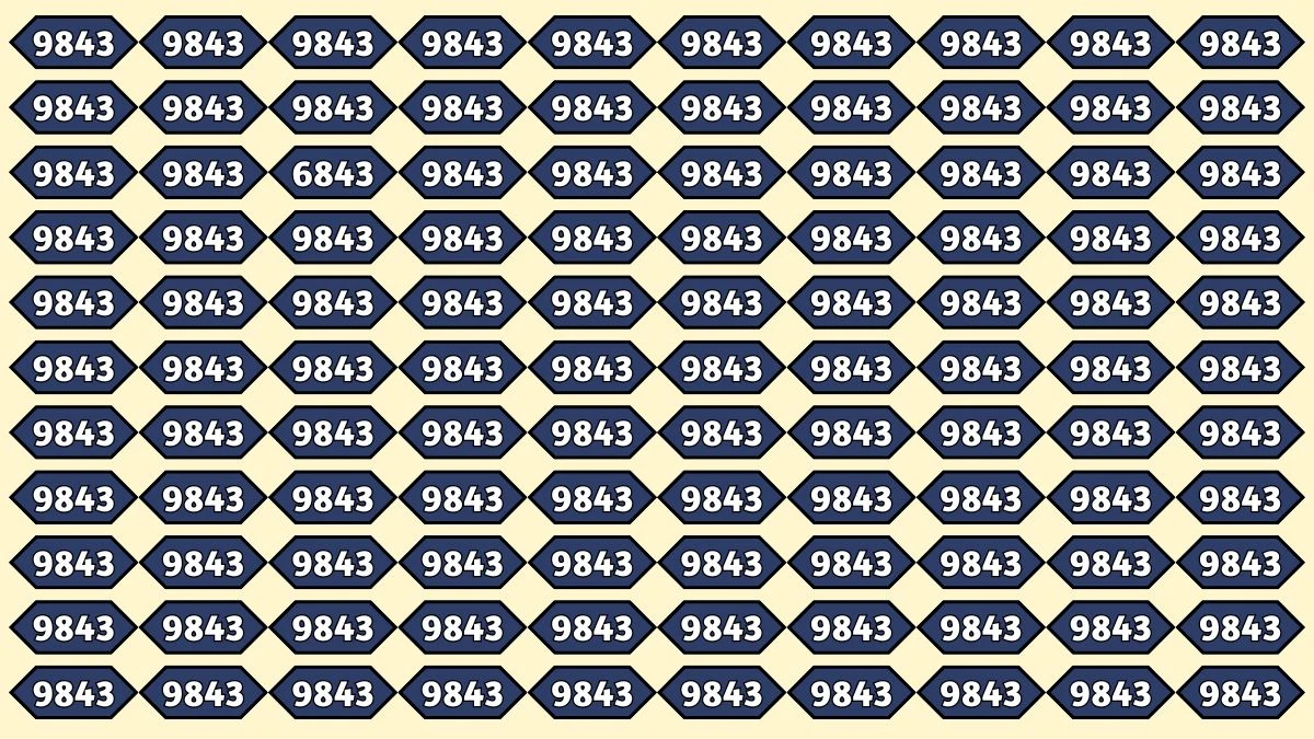 Optical Illusion: Can You Spot the Number 6843 Hidden Among 9843 in Just 6 Seconds?