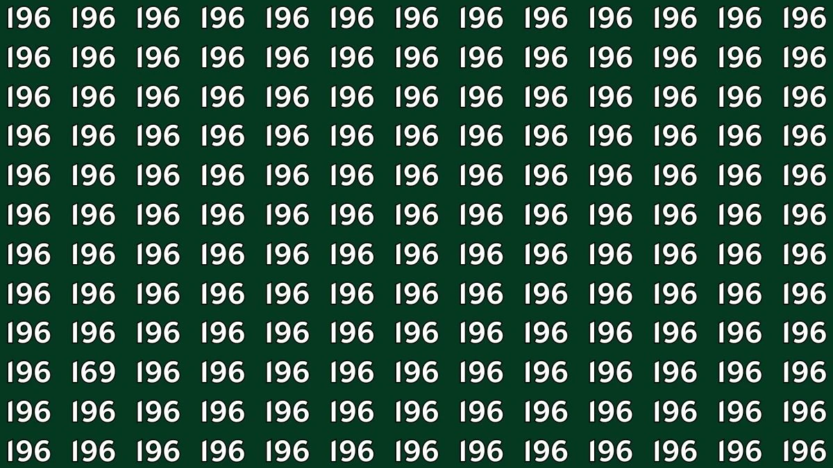 Optical Illusion Challenge: Can You Spot the Number 169 Among 196?