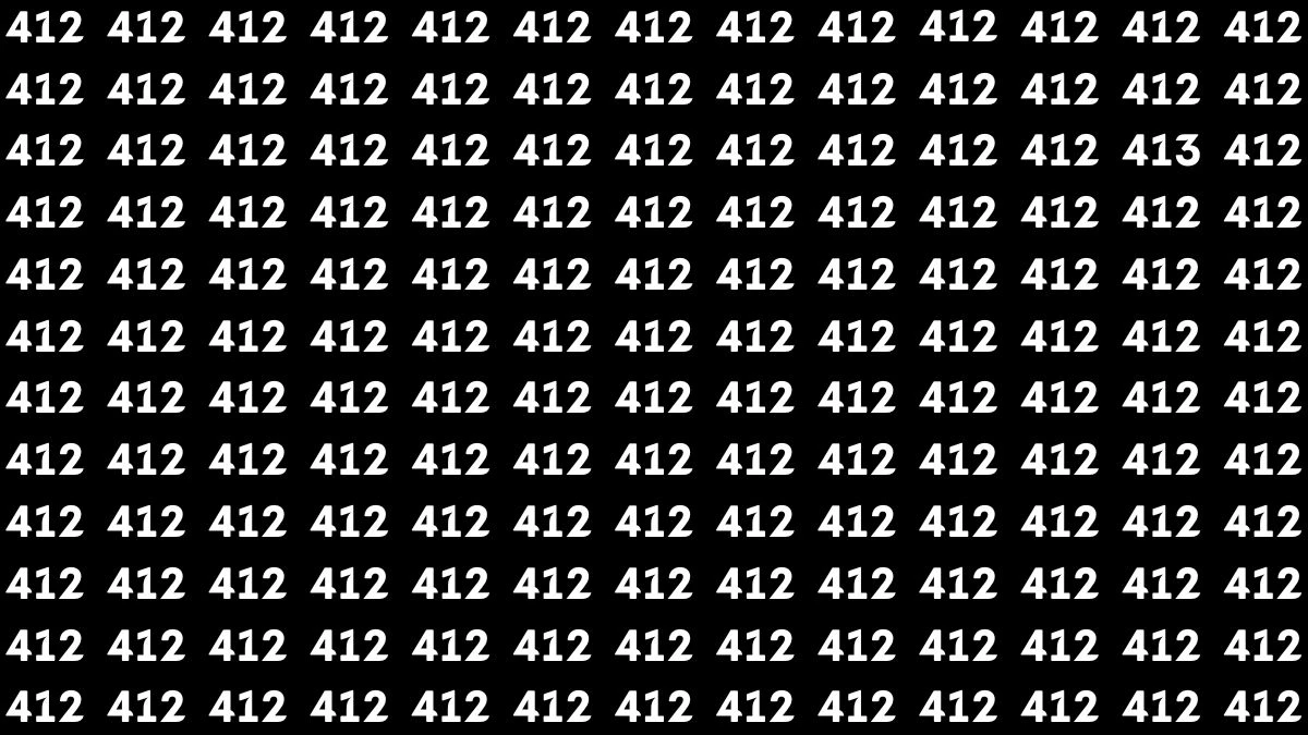 Optical Illusion: Spot the Number 413 Among 412 in 7 Seconds Challenge