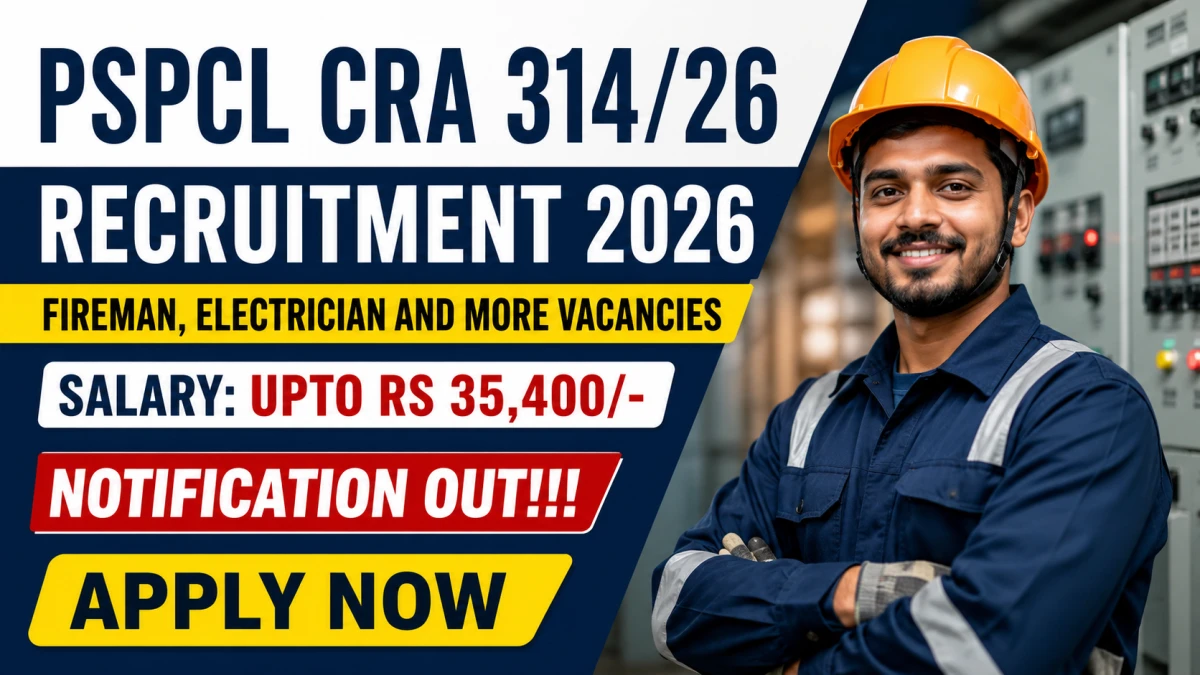 PSPCL CRA 314/26 Recruitment 2026