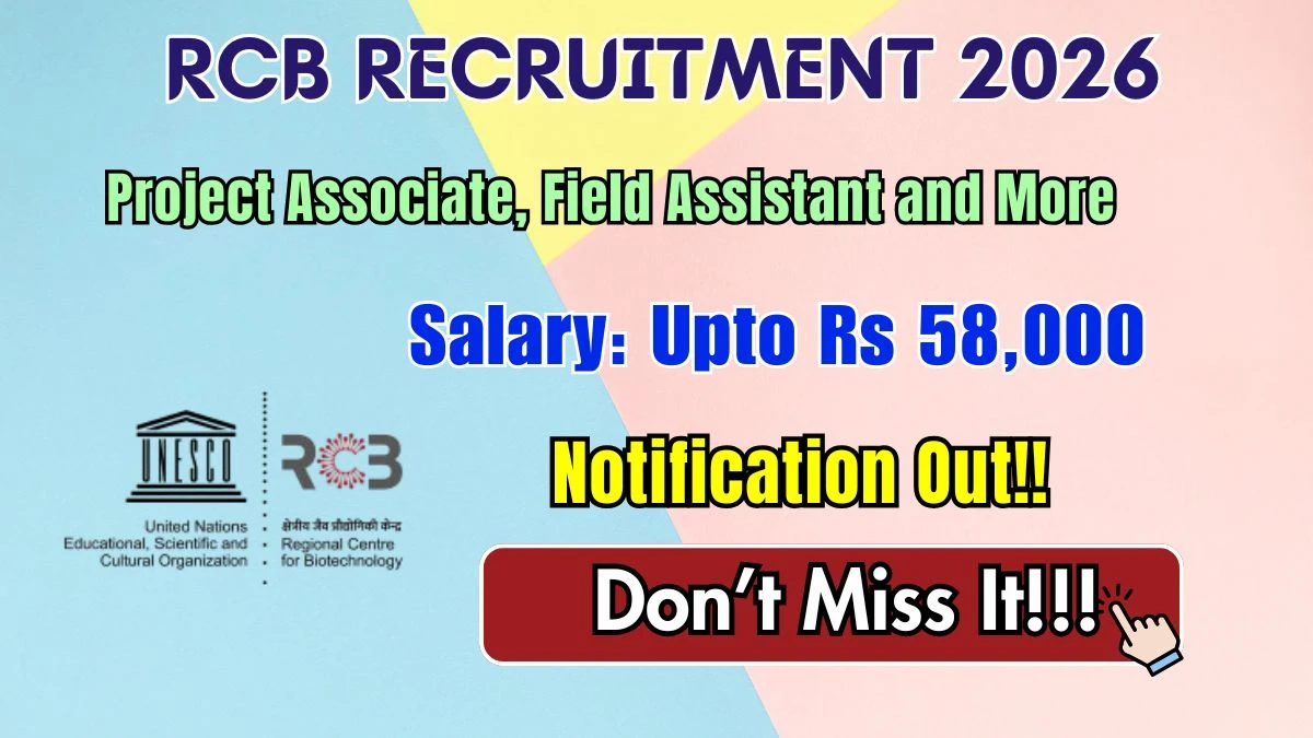 RCB Recruitment 2026 – Apply Online for Project Associate, Field Assistant and More Posts