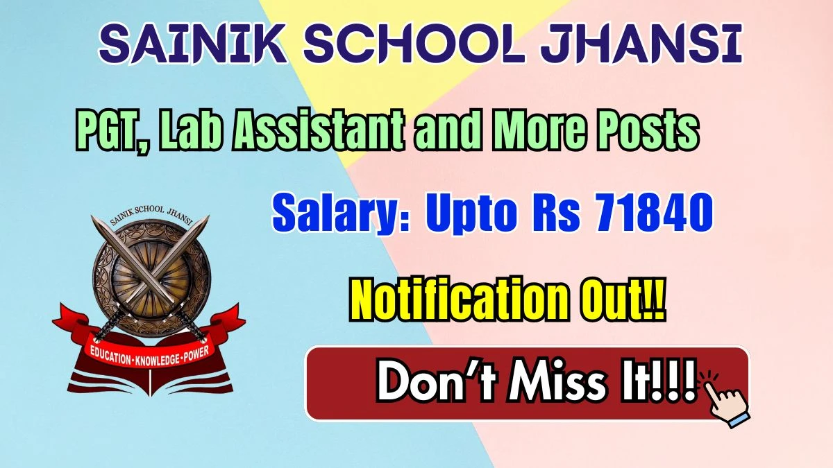 Sainik School Jhansi Recruitment 2026