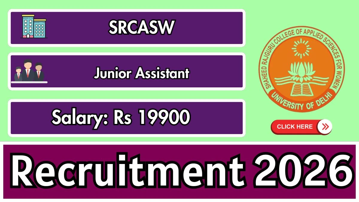 SRCASW Junior Assistant Recruitment 2026