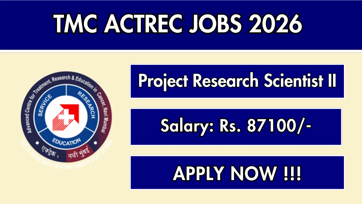 TMC ACTREC Project Research Scientist II Recruitment 2026