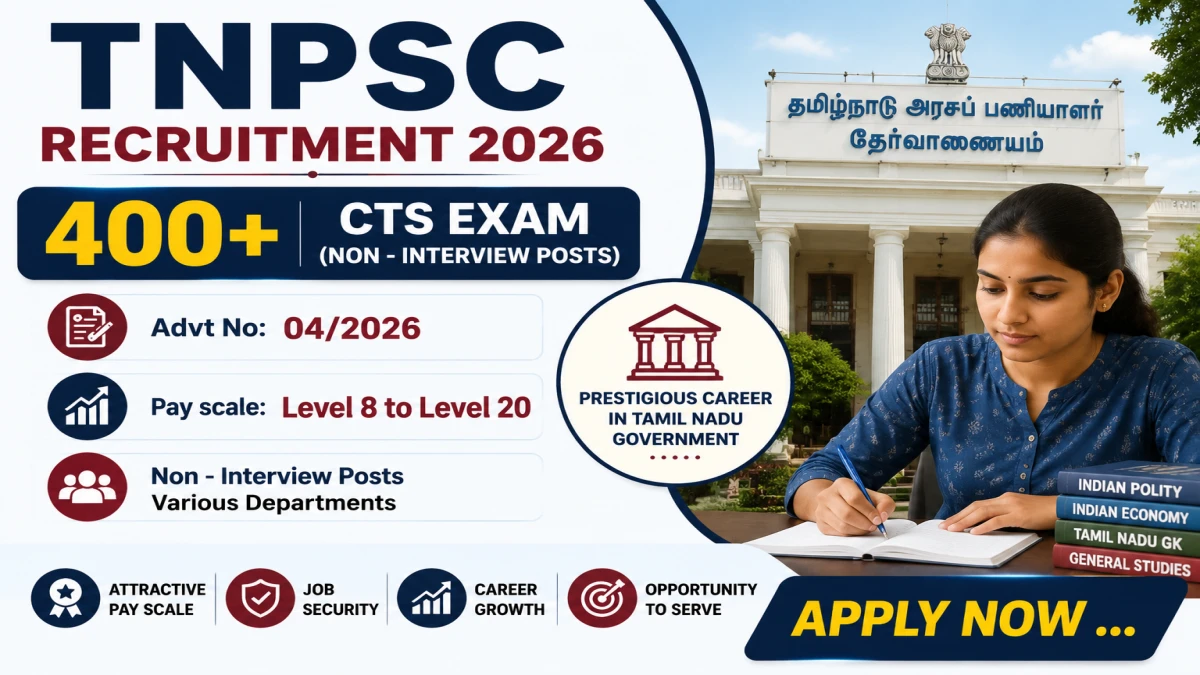 TNPSC CTS Non-Interview Notification 2026 Released for 461 Posts, Apply Online at tnpscexams.in
