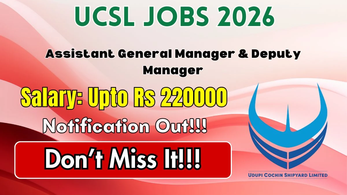 UCSL Recruitment 2026 – Apply Online for Assistant General Manager & Deputy Manager Posts