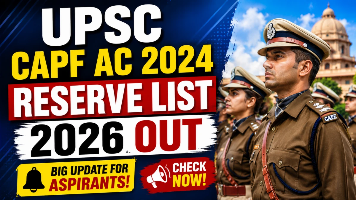 UPSC CAPF AC 2024 Reserve List 2026 Out