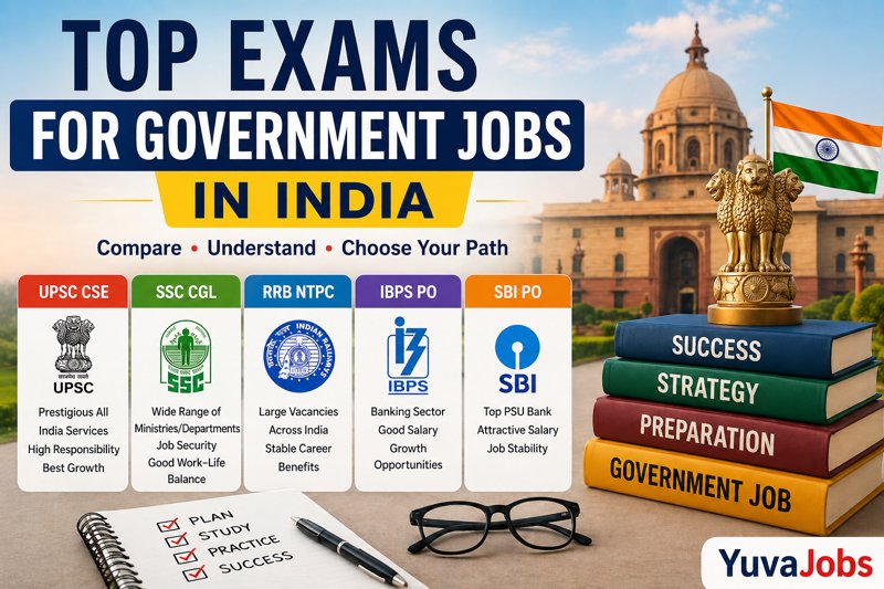 Top exams for government jobs in india