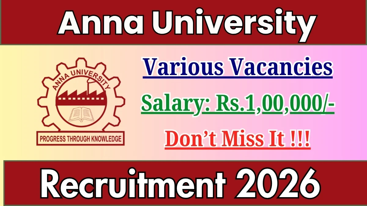 Anna University Recruitment 2026 – Apply Offline for Project Scientist, Project Technician and More