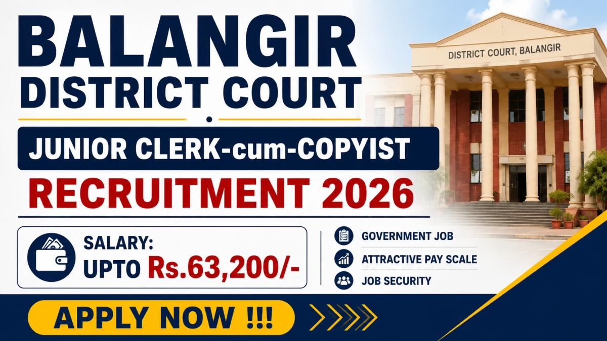 Balangir District Court Junior Clerk-cum-Copyist Recruitment 2026