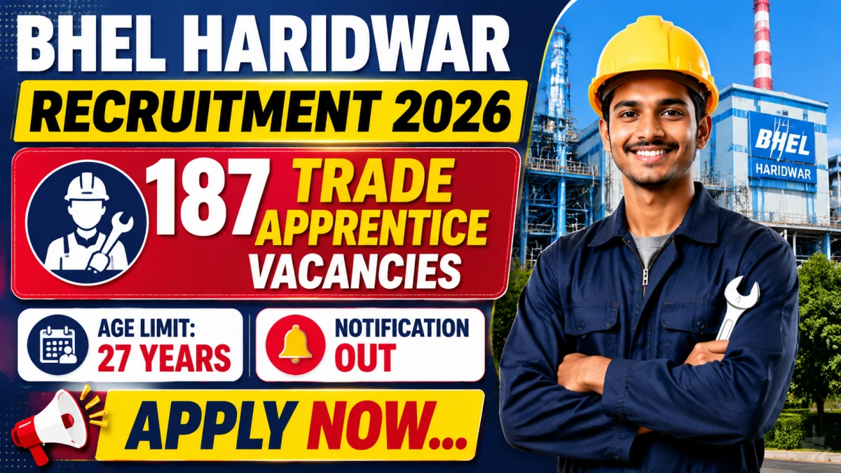 BHEL Haridwar Trade Apprentice Recruitment 2026: Apply Online for 187 Vacancies
