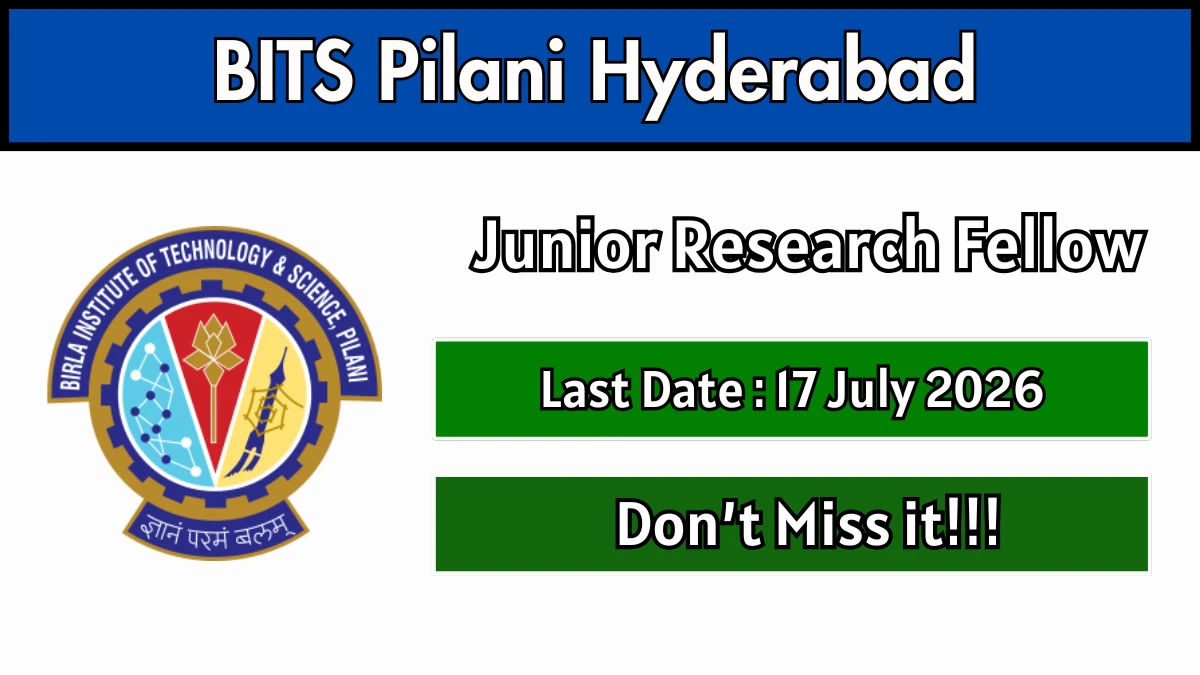 BITS Pilani Junior Research Fellow Recruitment 2026