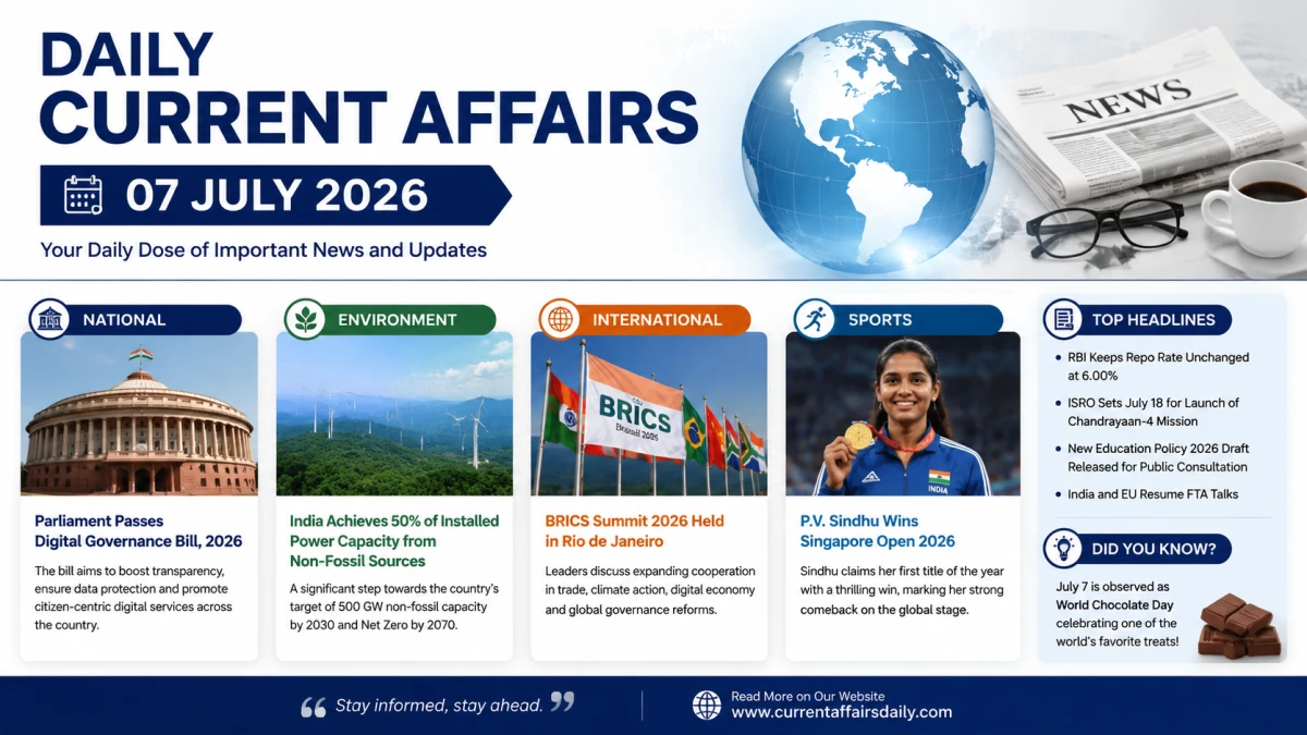 Daily Current Affairs – 07 July 2026