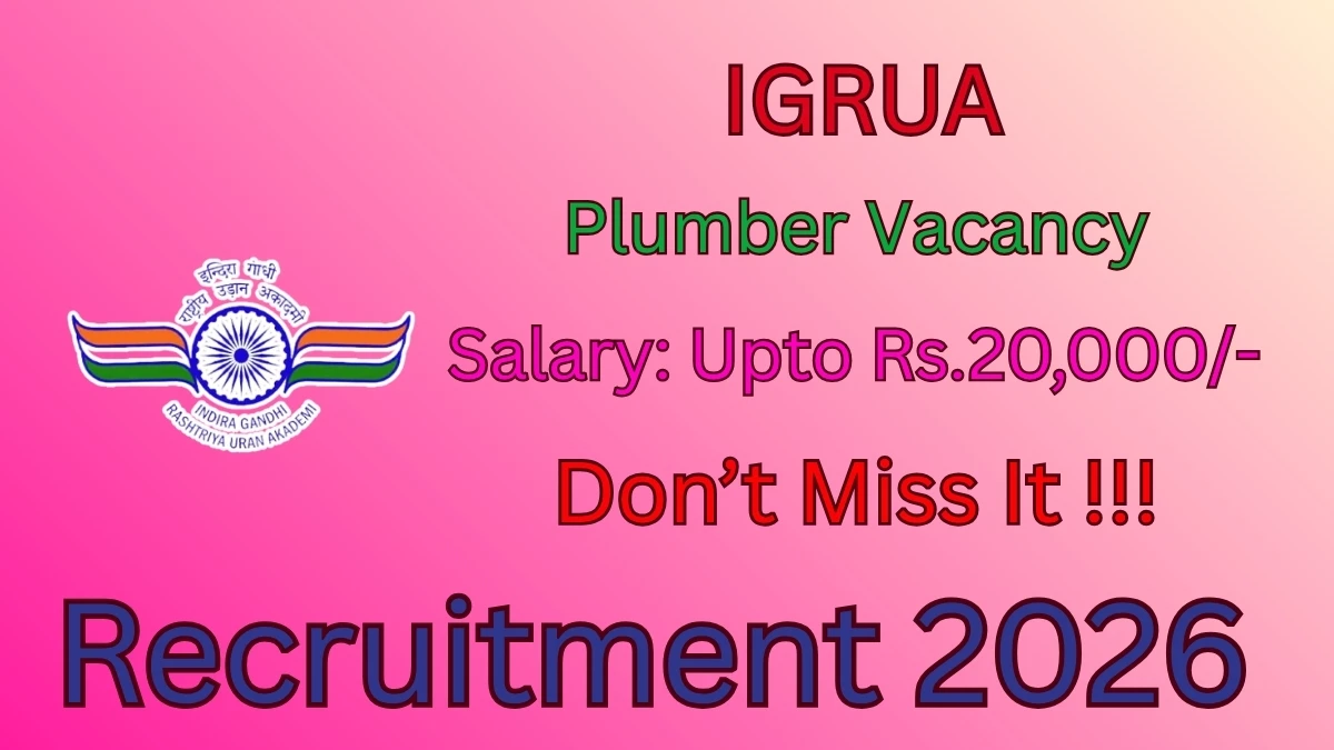 IGRUA Plumber Recruitment 2026 – Apply Online