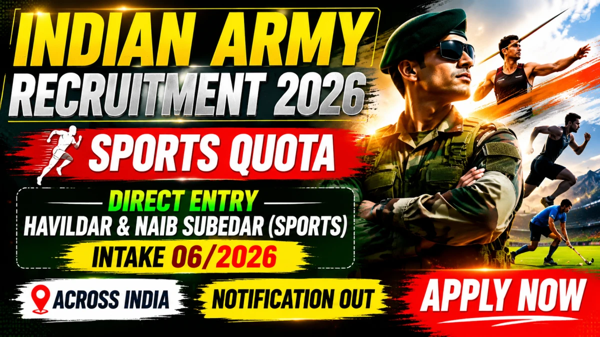 Indian Army Sports Quota Recruitment 2026: Apply for Direct Entry Havildar and Naib Subedar (Sports) Intake 06/2026